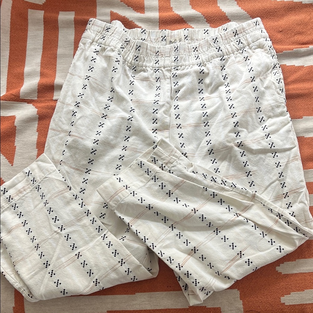 Madewell Cream and Black Patterned Pants